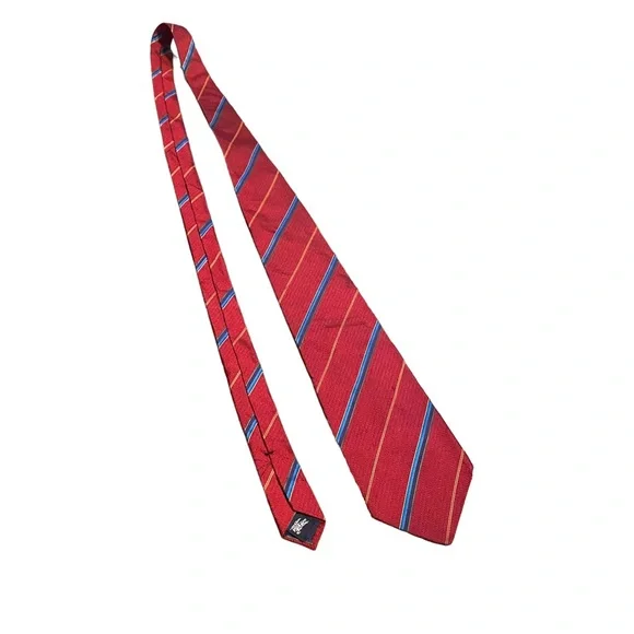 Vintage Burberrys tie 100% Silk - Red and Blue Made in the USA Burberry - Picture 2 of 11